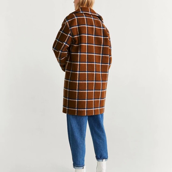 NO LONGER AVAILABLE MANGO Checked Lapel Coat - Picture 3 of 13